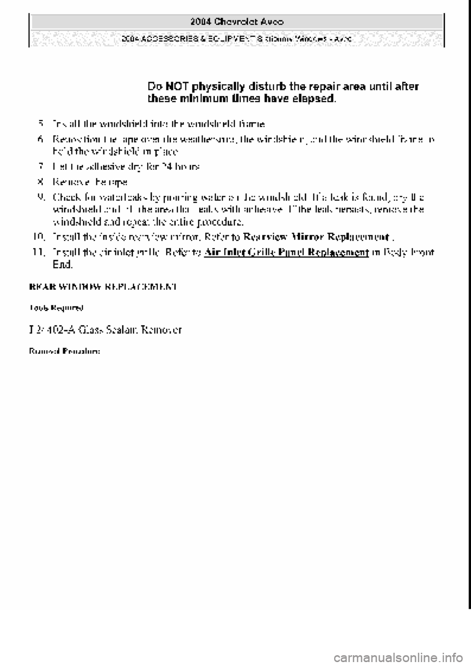 CHEVROLET AVEO 2002  Service Repair Manual 