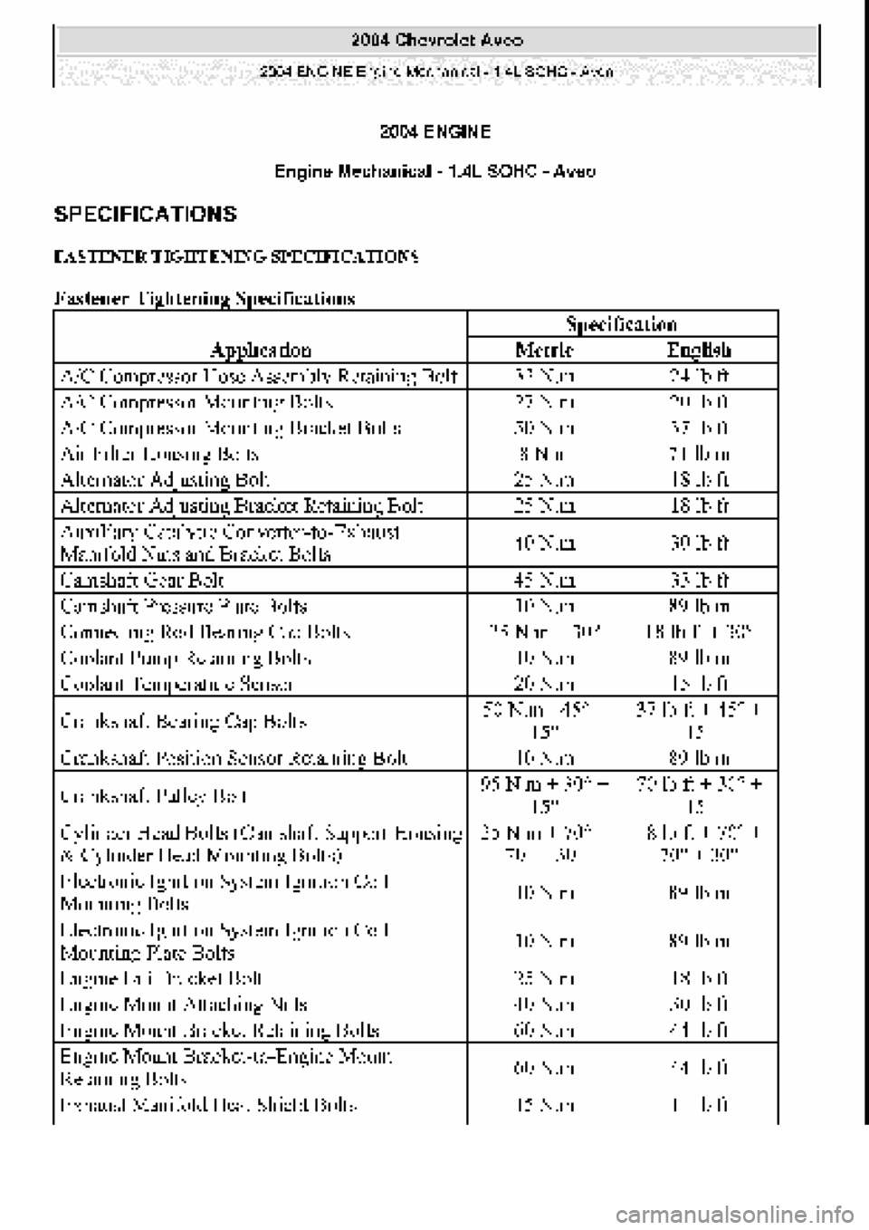 CHEVROLET AVEO 2002  Service Repair Manual 