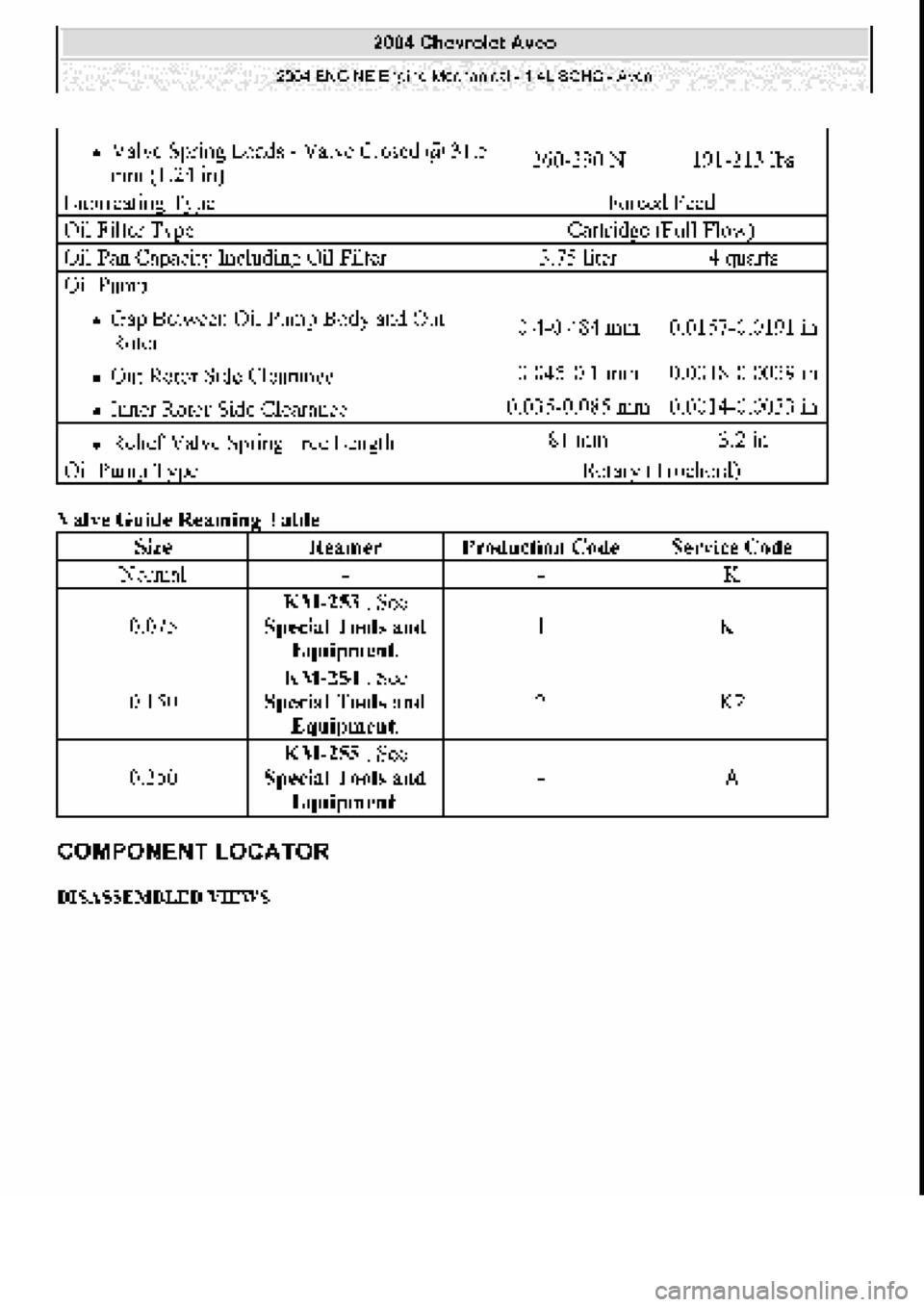 CHEVROLET AVEO 2002  Service Repair Manual 
