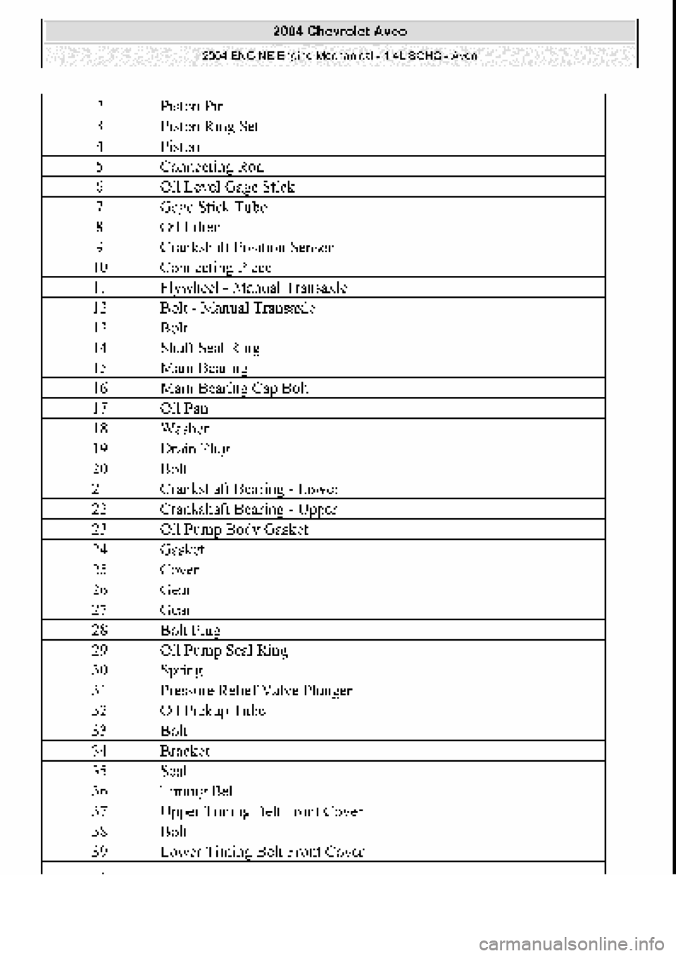 CHEVROLET AVEO 2002  Service Repair Manual 