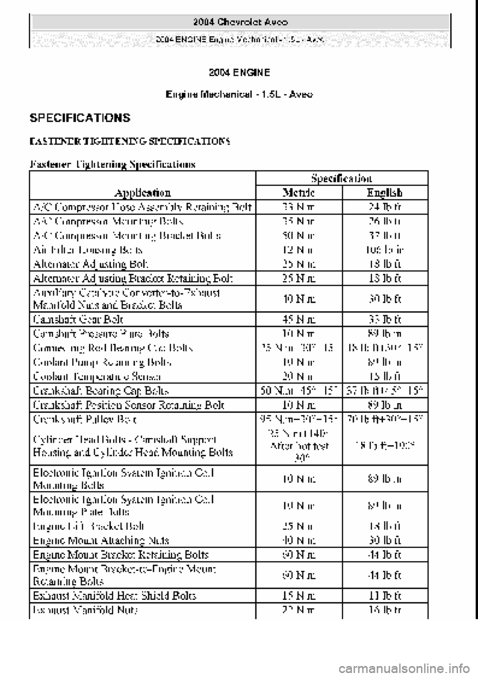 CHEVROLET AVEO 2002  Service Repair Manual 