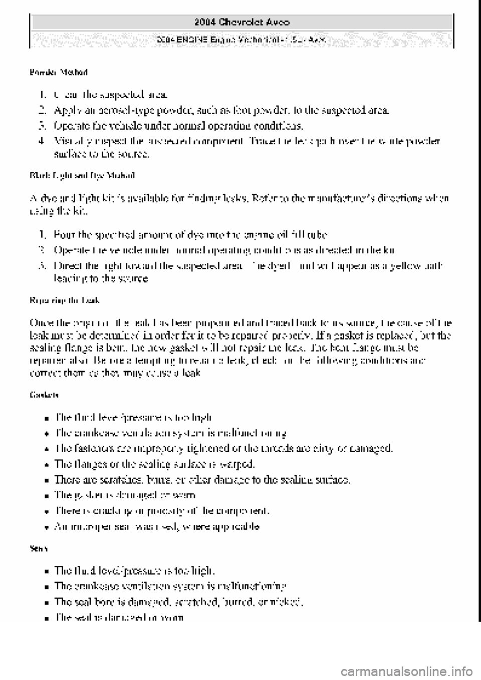 CHEVROLET AVEO 2002  Service Repair Manual 