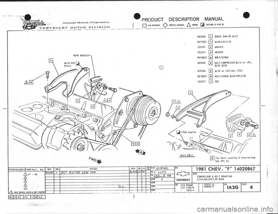 CHEVROLET CAMARO 1981  Assembly Manual 
