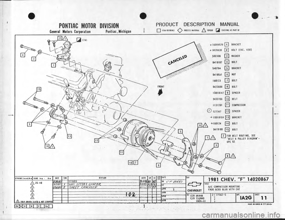 CHEVROLET CAMARO 1981  Assembly Manual 