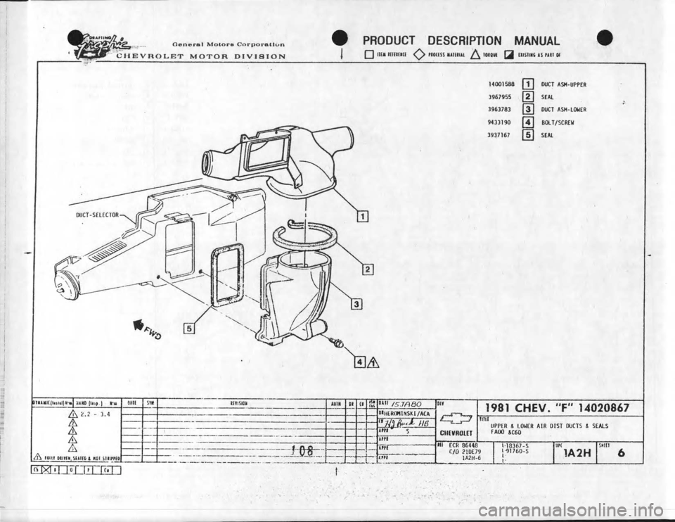 CHEVROLET CAMARO 1981  Assembly Manual 