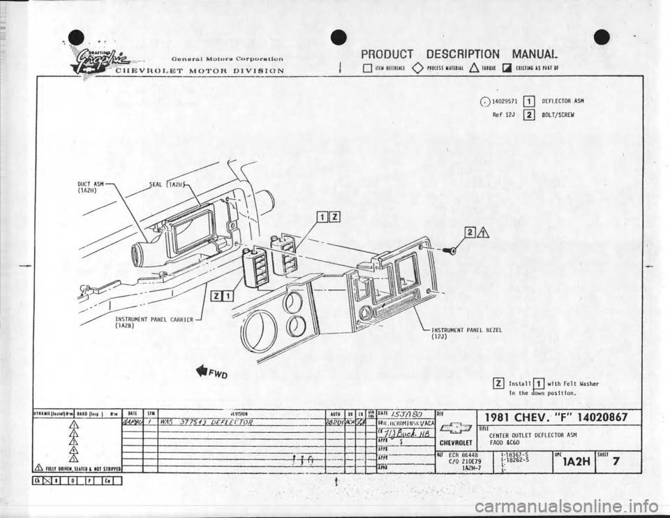 CHEVROLET CAMARO 1981  Assembly Manual 