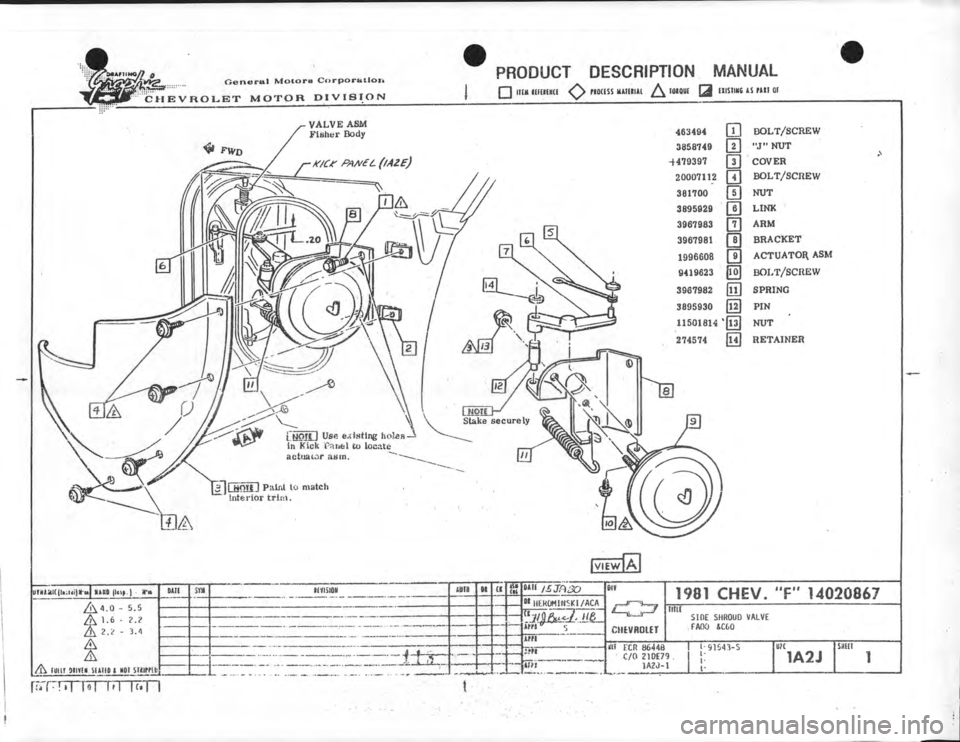 CHEVROLET CAMARO 1981  Assembly Manual 