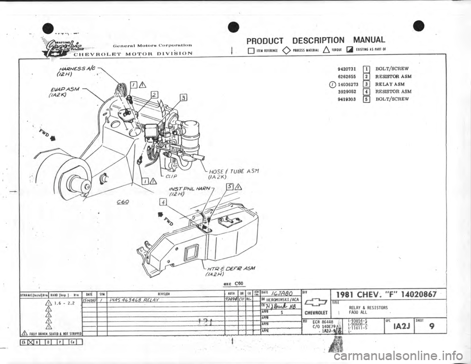 CHEVROLET CAMARO 1981  Assembly Manual 