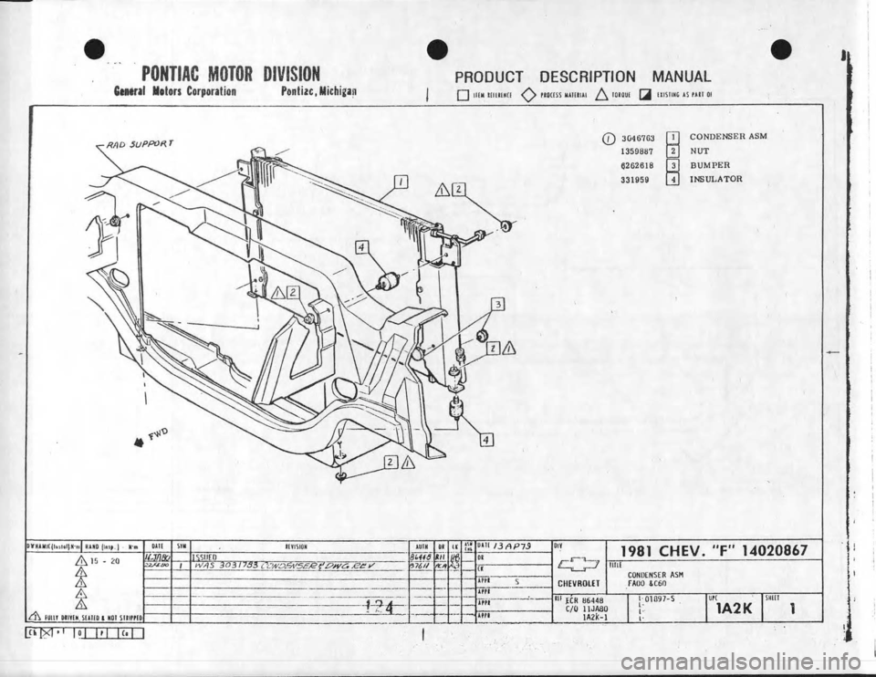 CHEVROLET CAMARO 1981  Assembly Manual 