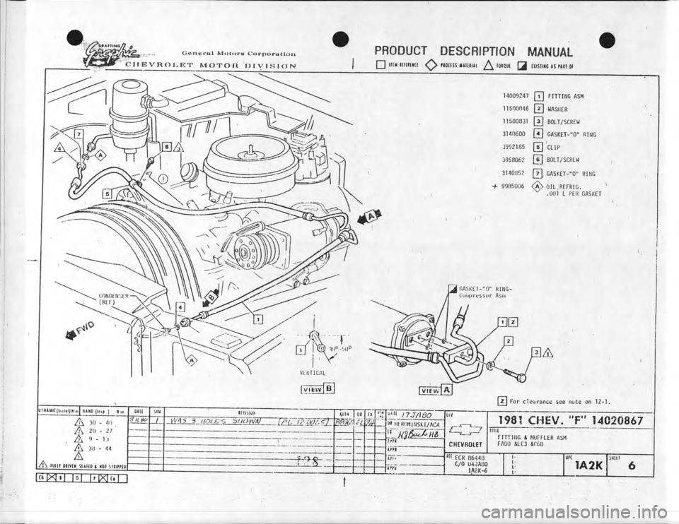 CHEVROLET CAMARO 1981  Assembly Manual 
