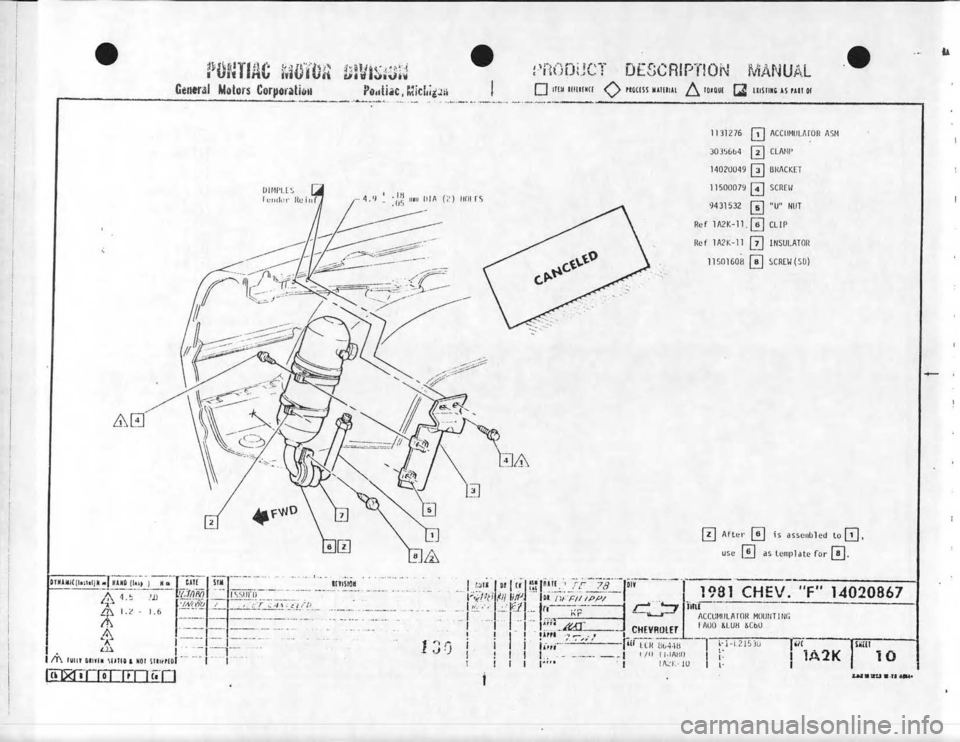 CHEVROLET CAMARO 1981  Assembly Manual 