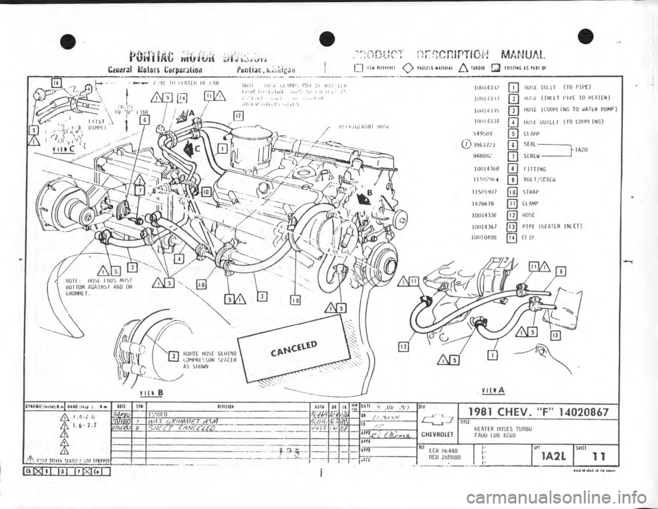 CHEVROLET CAMARO 1981  Assembly Manual 