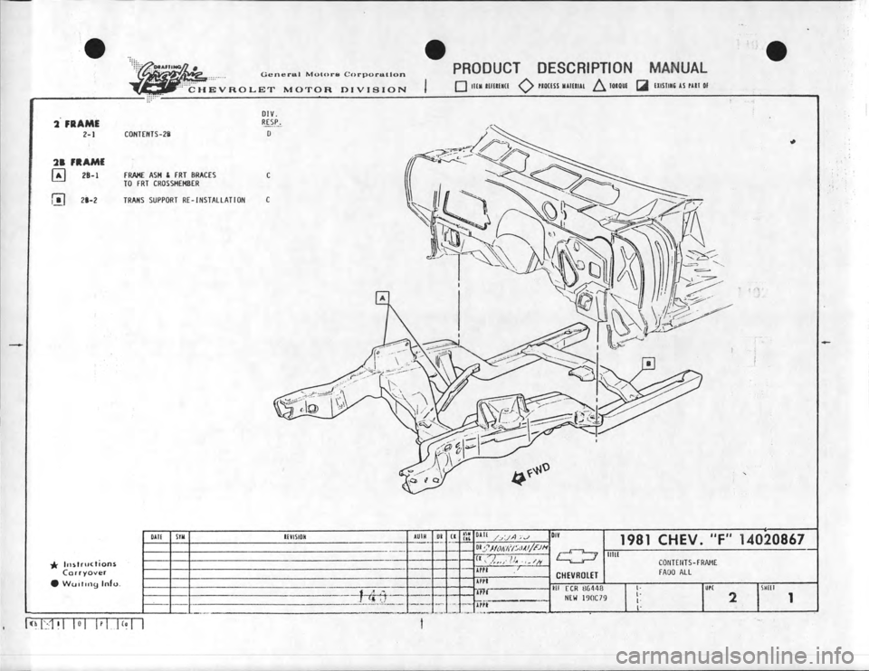CHEVROLET CAMARO 1981  Assembly Manual 