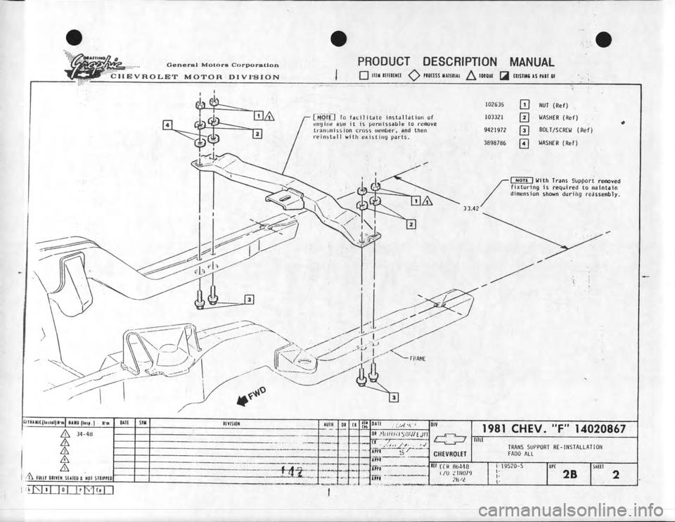 CHEVROLET CAMARO 1981  Assembly Manual 