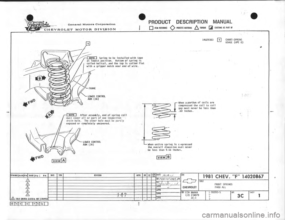 CHEVROLET CAMARO 1981  Assembly Manual 