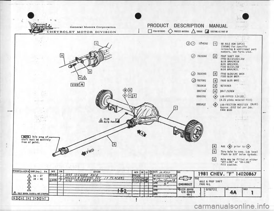 CHEVROLET CAMARO 1981  Assembly Manual 