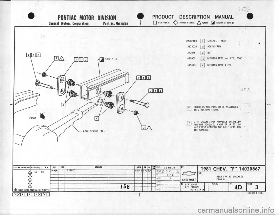 CHEVROLET CAMARO 1981  Assembly Manual 