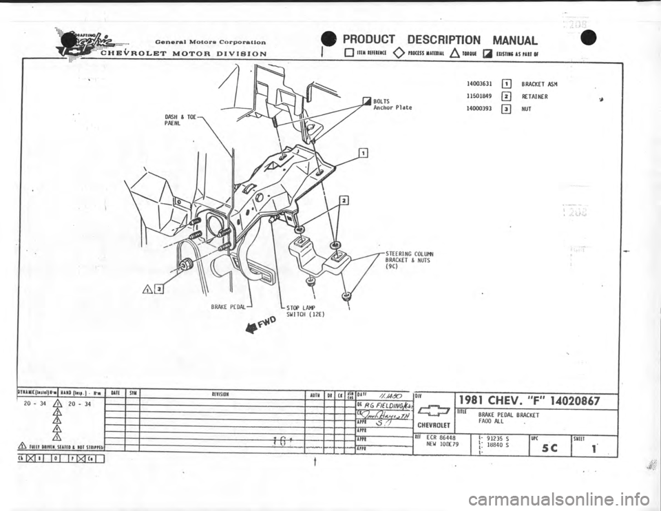 CHEVROLET CAMARO 1981  Assembly Manual 