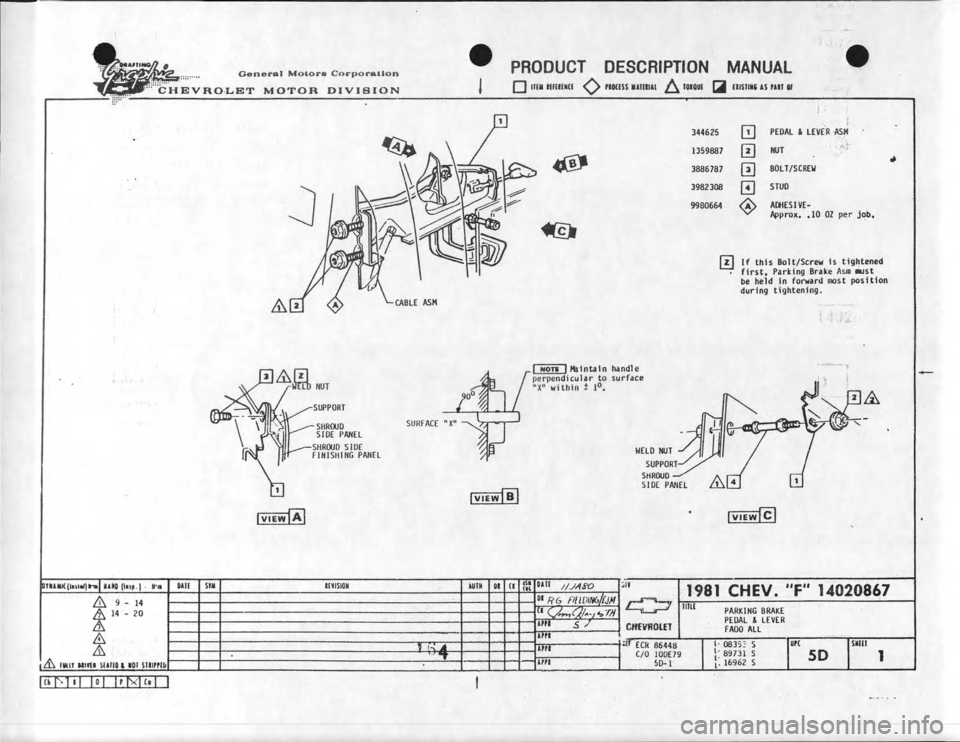 CHEVROLET CAMARO 1981  Assembly Manual 