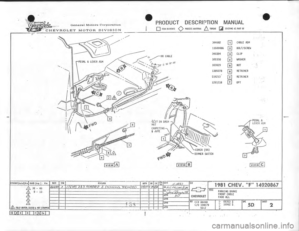 CHEVROLET CAMARO 1981  Assembly Manual 