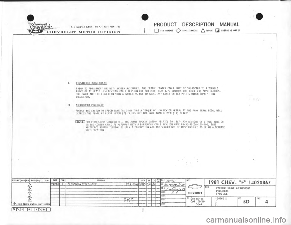 CHEVROLET CAMARO 1981  Assembly Manual 