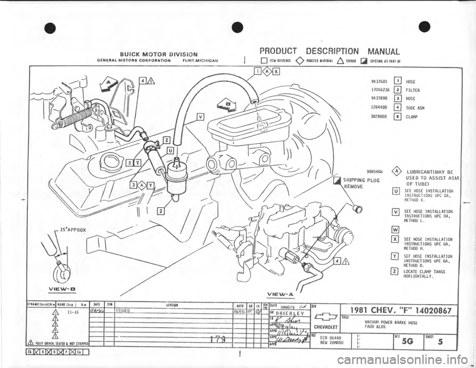CHEVROLET CAMARO 1981  Assembly Manual 