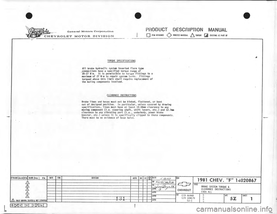 CHEVROLET CAMARO 1981  Assembly Manual 