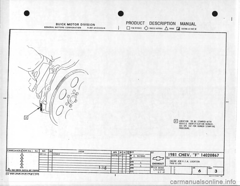 CHEVROLET CAMARO 1981  Assembly Manual 