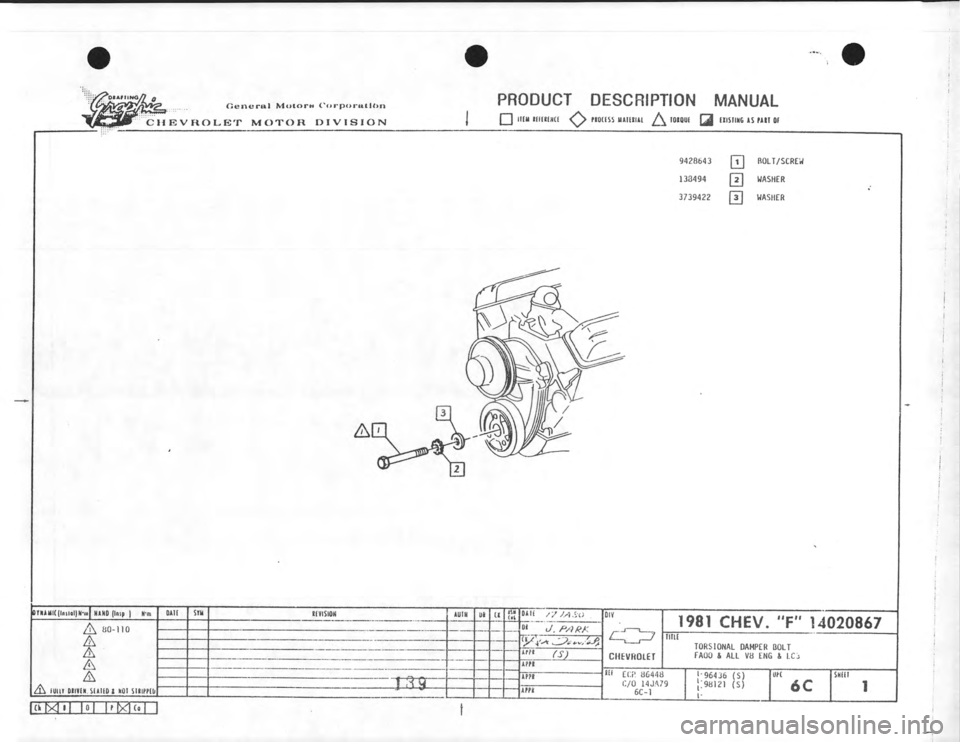 CHEVROLET CAMARO 1981  Assembly Manual 