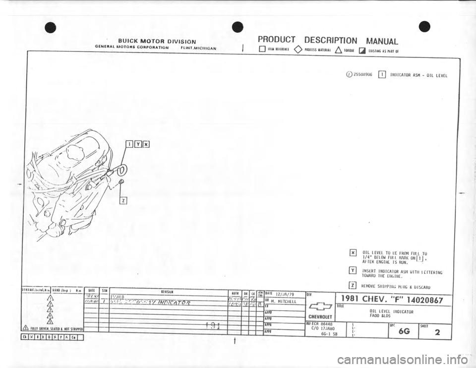 CHEVROLET CAMARO 1981  Assembly Manual 