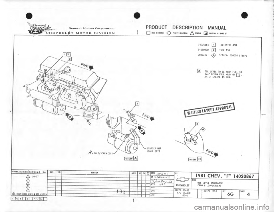 CHEVROLET CAMARO 1981  Assembly Manual 