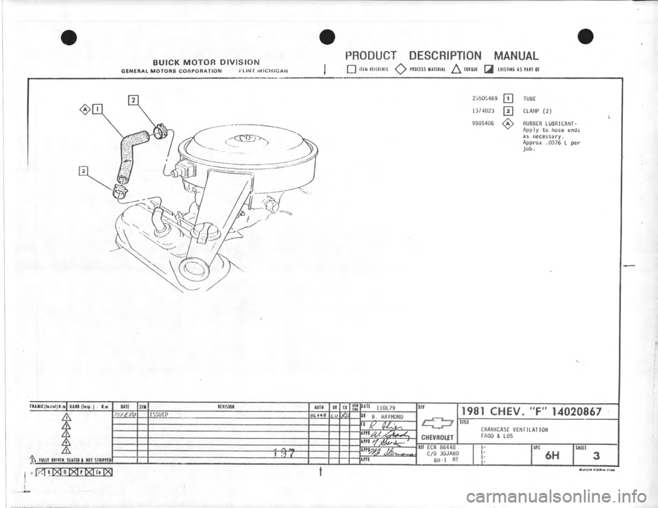 CHEVROLET CAMARO 1981  Assembly Manual 