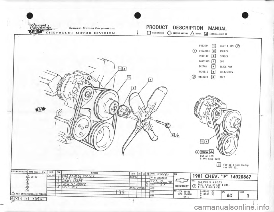 CHEVROLET CAMARO 1981  Assembly Manual 