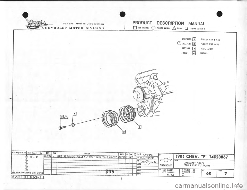 CHEVROLET CAMARO 1981  Assembly Manual 