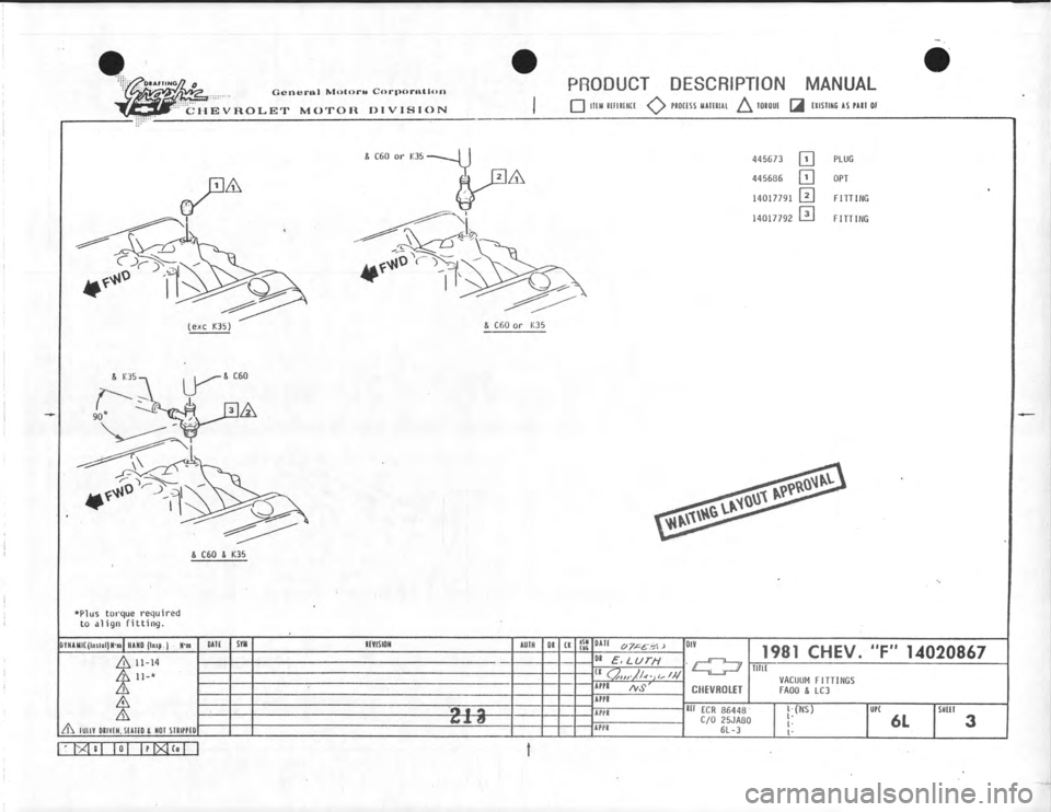 CHEVROLET CAMARO 1981  Assembly Manual 