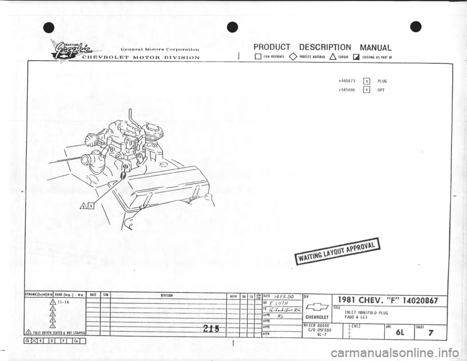 CHEVROLET CAMARO 1981  Assembly Manual 
