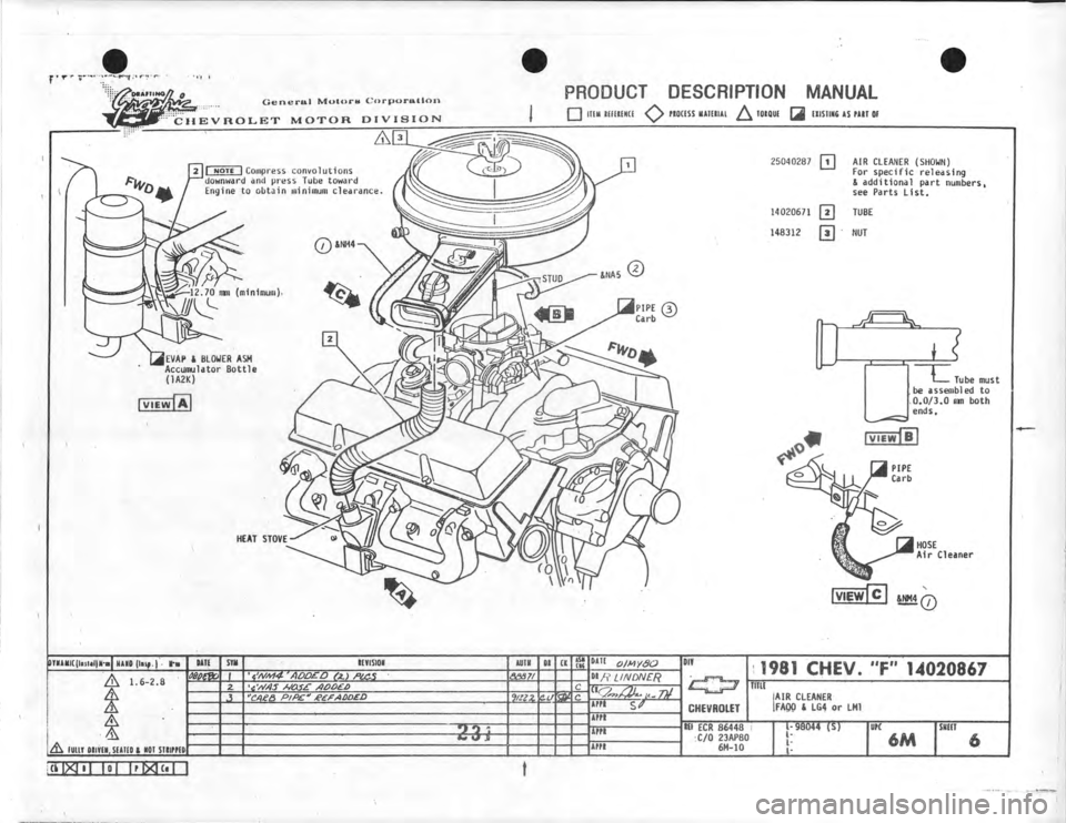 CHEVROLET CAMARO 1981  Assembly Manual 