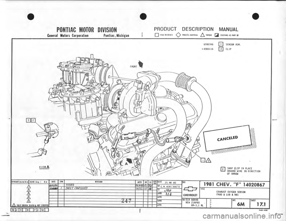 CHEVROLET CAMARO 1981  Assembly Manual 
