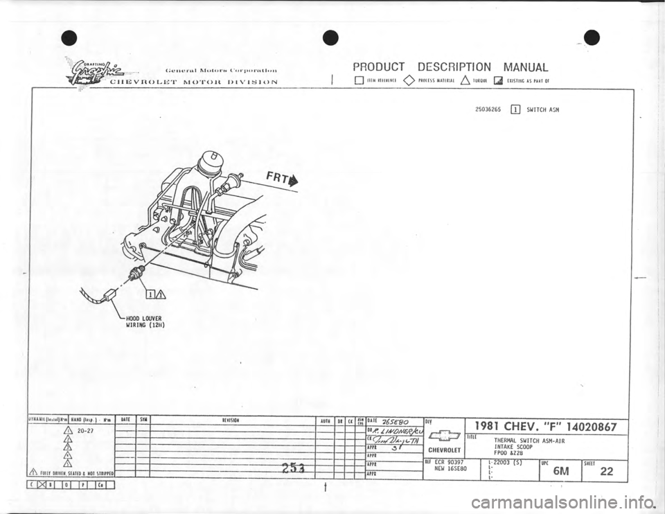 CHEVROLET CAMARO 1981  Assembly Manual 