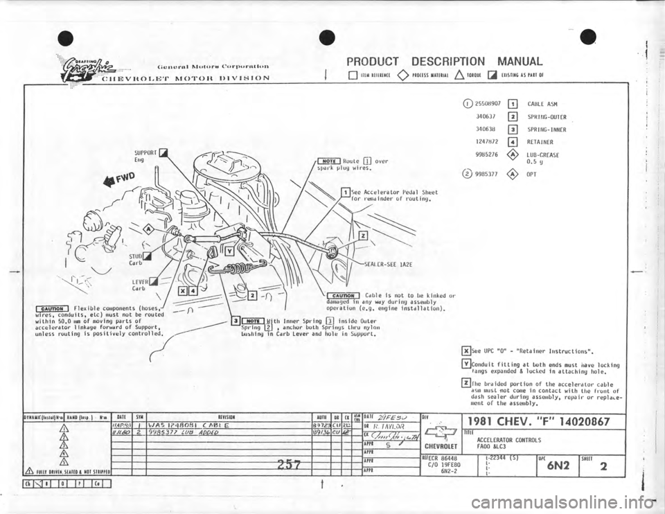 CHEVROLET CAMARO 1981  Assembly Manual 