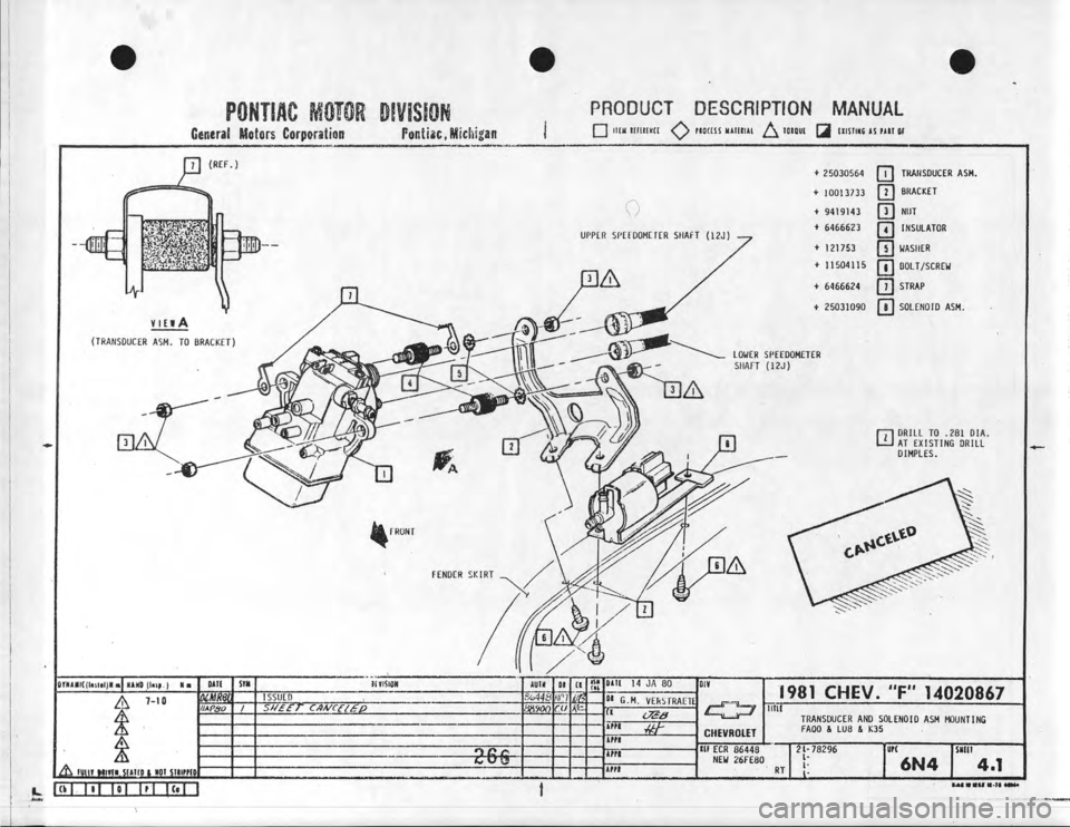CHEVROLET CAMARO 1981  Assembly Manual 