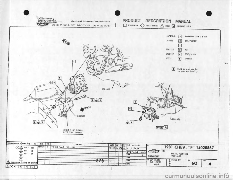 CHEVROLET CAMARO 1981  Assembly Manual 