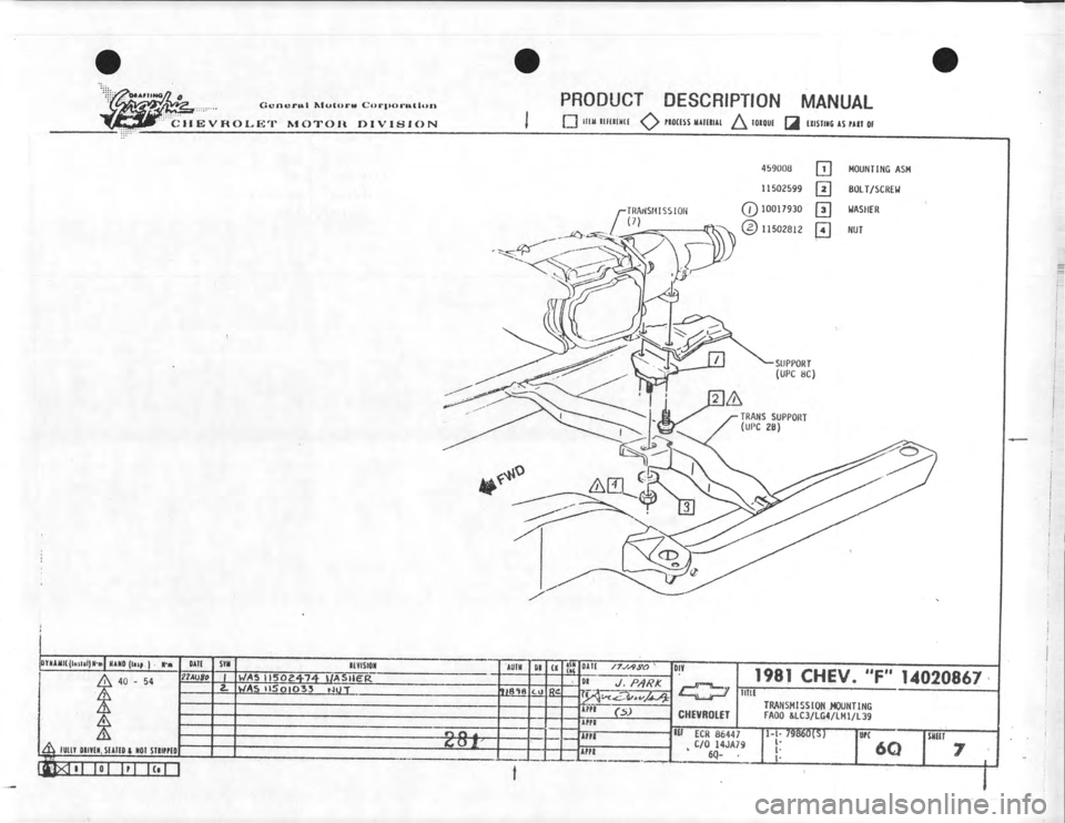 CHEVROLET CAMARO 1981  Assembly Manual 