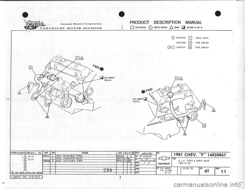 CHEVROLET CAMARO 1981  Assembly Manual 