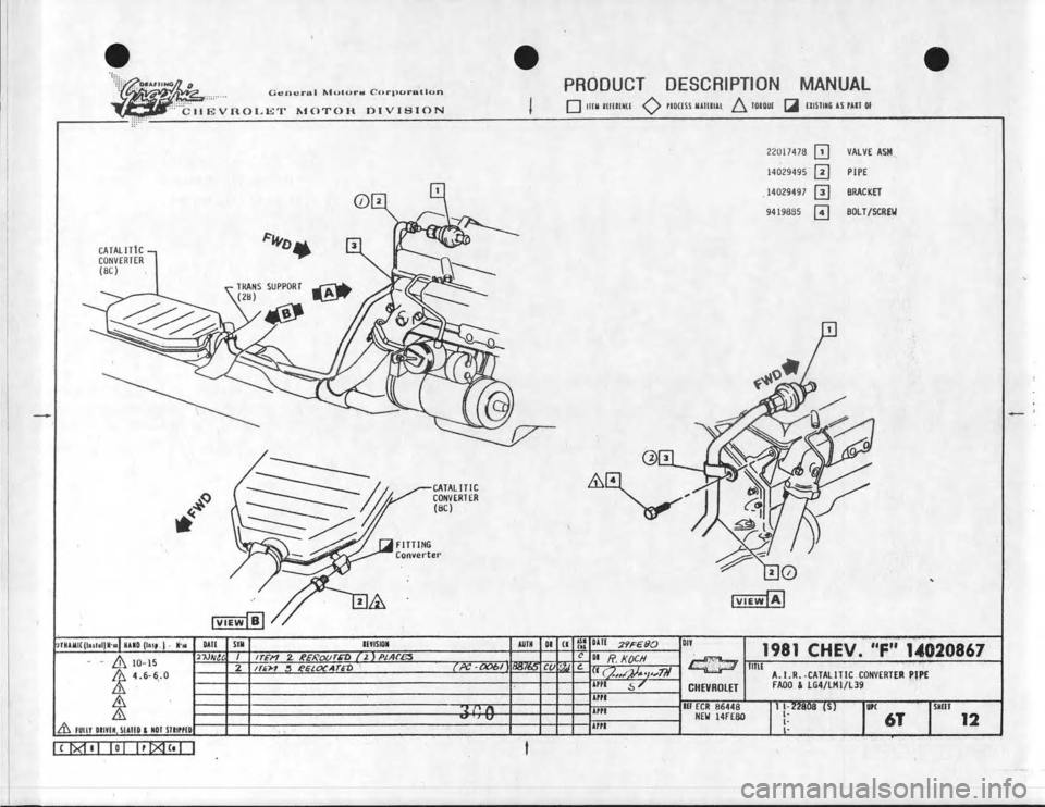 CHEVROLET CAMARO 1981  Assembly Manual 
