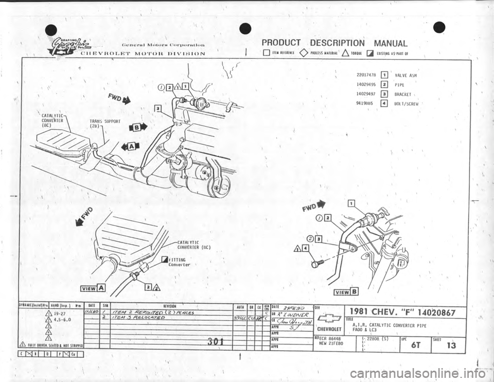 CHEVROLET CAMARO 1981  Assembly Manual 