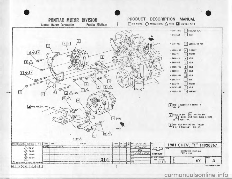 CHEVROLET CAMARO 1981  Assembly Manual 