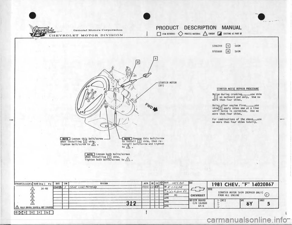 CHEVROLET CAMARO 1981  Assembly Manual 