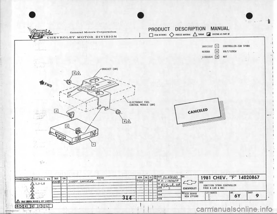 CHEVROLET CAMARO 1981  Assembly Manual 