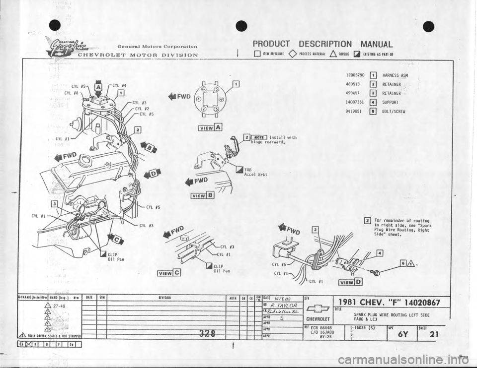 CHEVROLET CAMARO 1981  Assembly Manual 